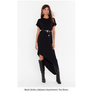 Black Strike a Balance Asymmetric Tee Dress